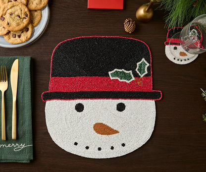 Handcrafted Snowman Beaded Coasters