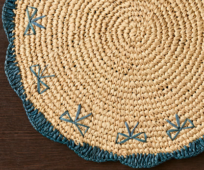 Payton James Handwoven Bow Placemats – Hand-Crocheted Raffia Palm Placemats – Unique Kitchen & Dining Table Decor – Handmade Tableware