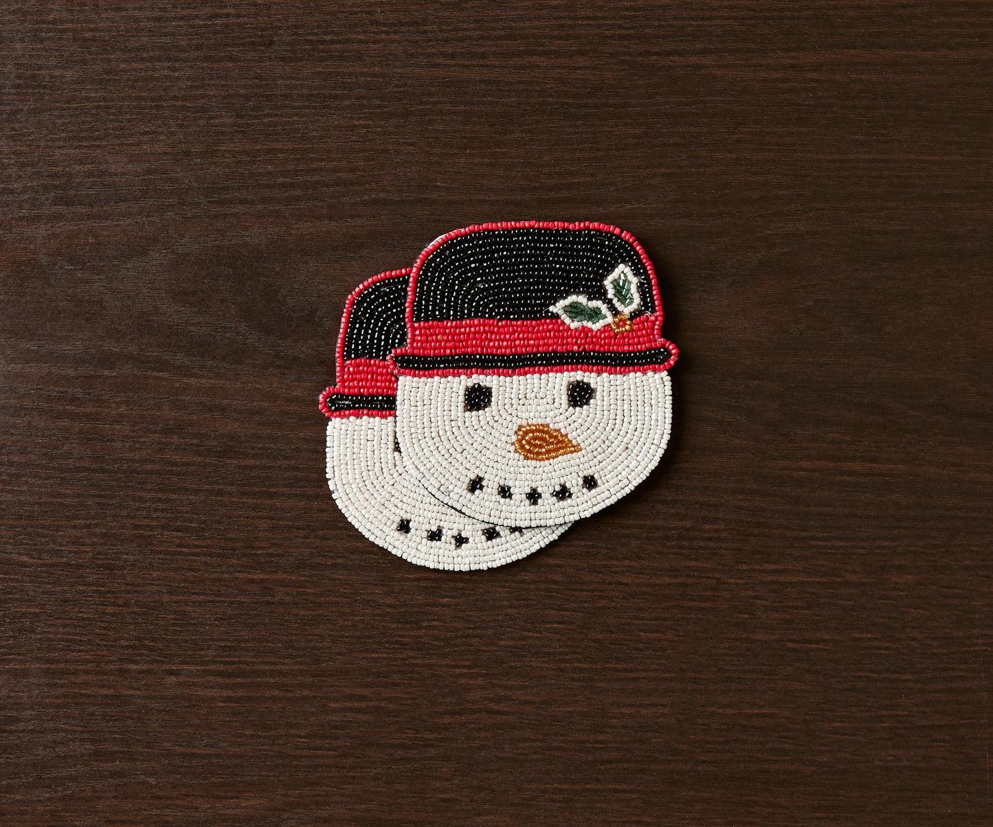 Handcrafted Snowman Beaded Coasters