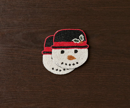 Handcrafted Snowman Beaded Coasters