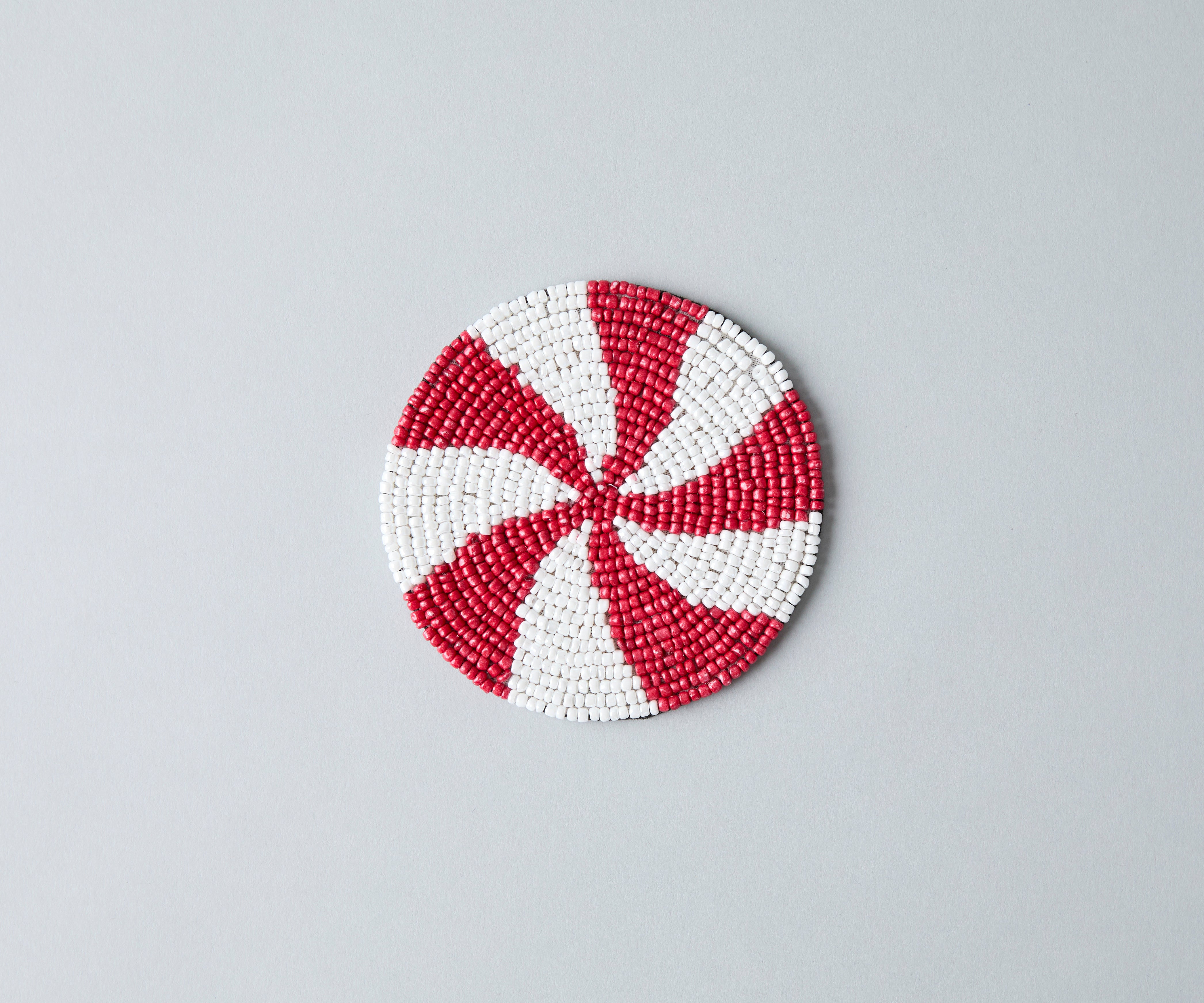 Handmade Beaded Christmas Coaster | Festive Red & White Decor by Payton James