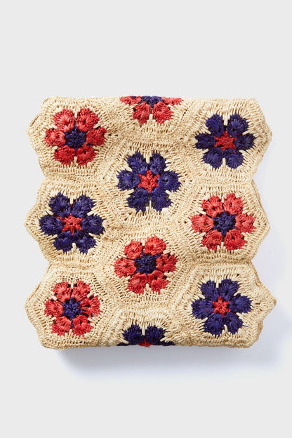 Handwoven Americana Flower Table Runner - Boho Style with Red and Blue Flowers - Payton James x Tuckernuck