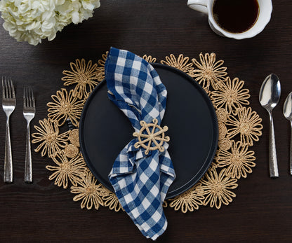 Fleur Raffia Placemat, Natural Color Flowers Woven Tabletop