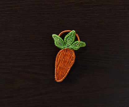 Carrot Napkin Rings (Set of 4) – 3.5” Handwoven Iraca Palm, Artisan-Made Spring Table Decor from Colombia