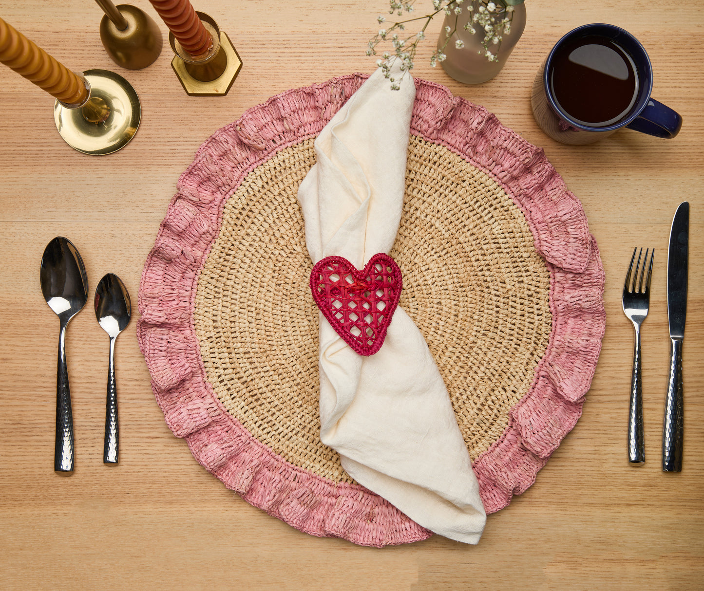 Handwoven Heart Napkin Rings – Coastal Table Décor