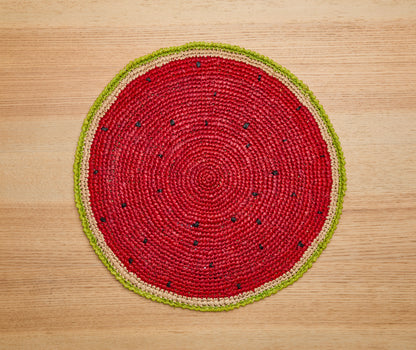 Watermelon Placemats (Set of 4) – 14” Hand-Crocheted Raffia Palm, Artisan Summer Table Decor