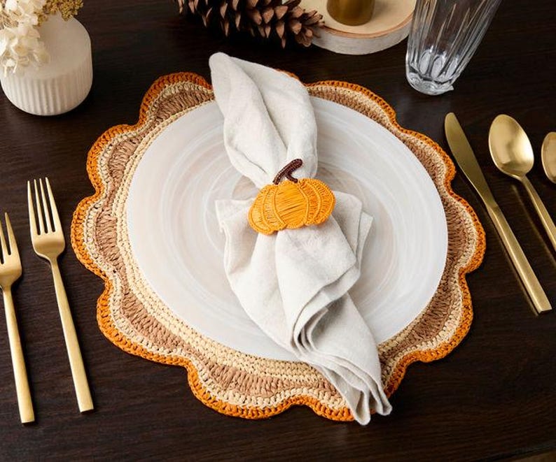 Pumpkin Napkin Rings - Fall & Thanksgiving Decor for Parties, Dining Room, Napkins Rings for Thanksgiving - Fall Napking Rings