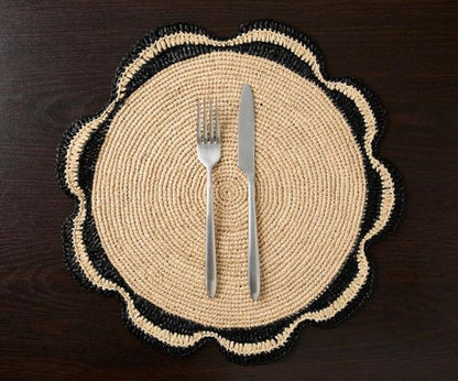 Raffia Woven Placemat - Handmade Raffia Table Mats, Eco-Friendly Natural Fiber Decor, Perfect for Garden Party & Dining Table