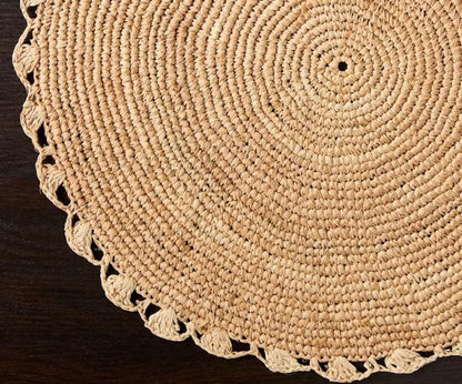 Handmade Raffia Woven Placemat  – Round Table Mats for Kitchen Dining Table Top Rug Mats & Dinner Table Mates