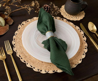 Handmade Raffia Woven Placemat  – Round Table Mats for Kitchen Dining Table Top Rug Mats & Dinner Table Mates