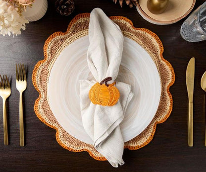 Pumpkin Napkin Rings - Fall & Thanksgiving Decor for Parties, Dining Room, Napkins Rings for Thanksgiving - Fall Napking Rings