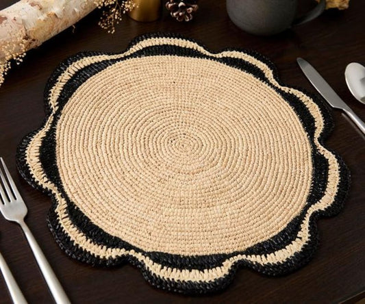 Raffia Woven Placemat - Handmade Raffia Table Mats, Eco-Friendly Natural Fiber Decor, Perfect for Garden Party & Dining Table