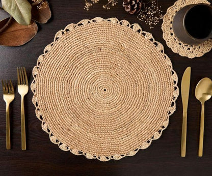 Handmade Raffia Woven Placemat  – Round Table Mats for Kitchen Dining Table Top Rug Mats & Dinner Table Mates