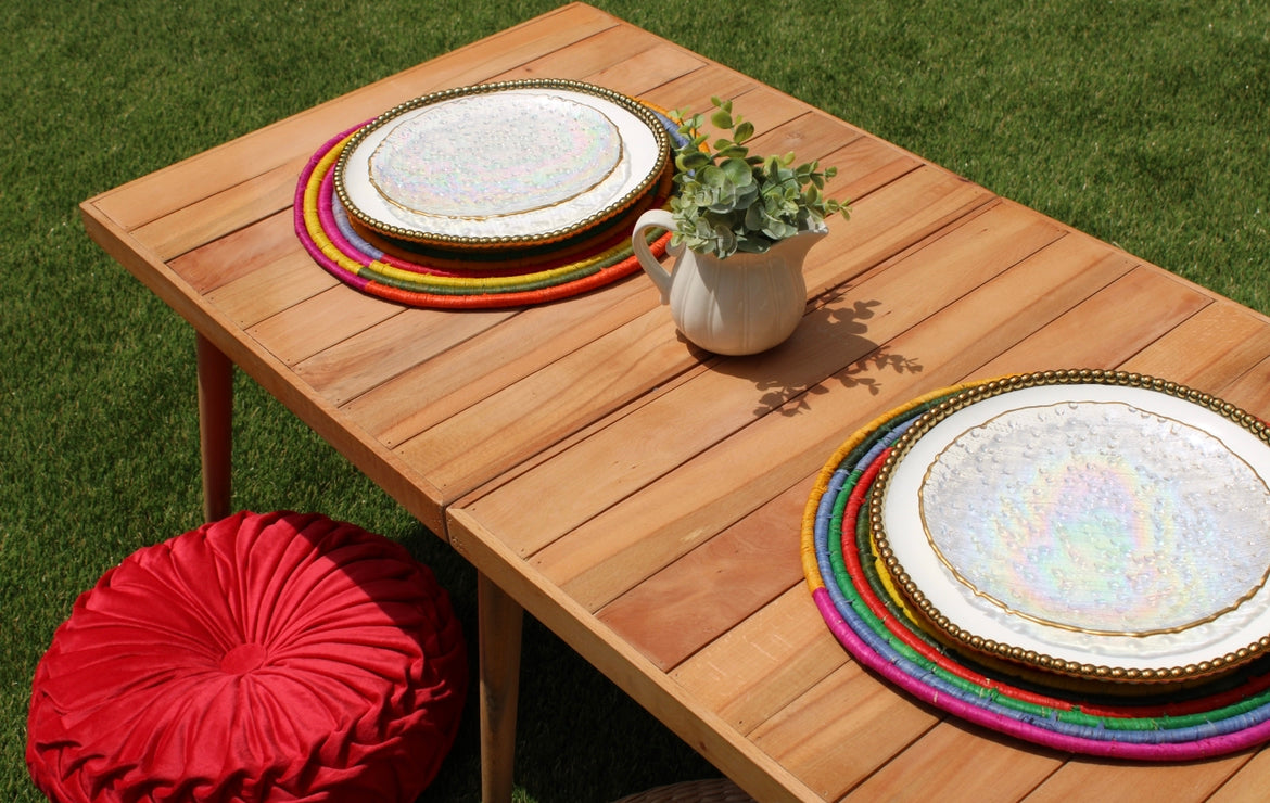 Morocco Placemat, colorful raffia Woven tabletop – Payton James